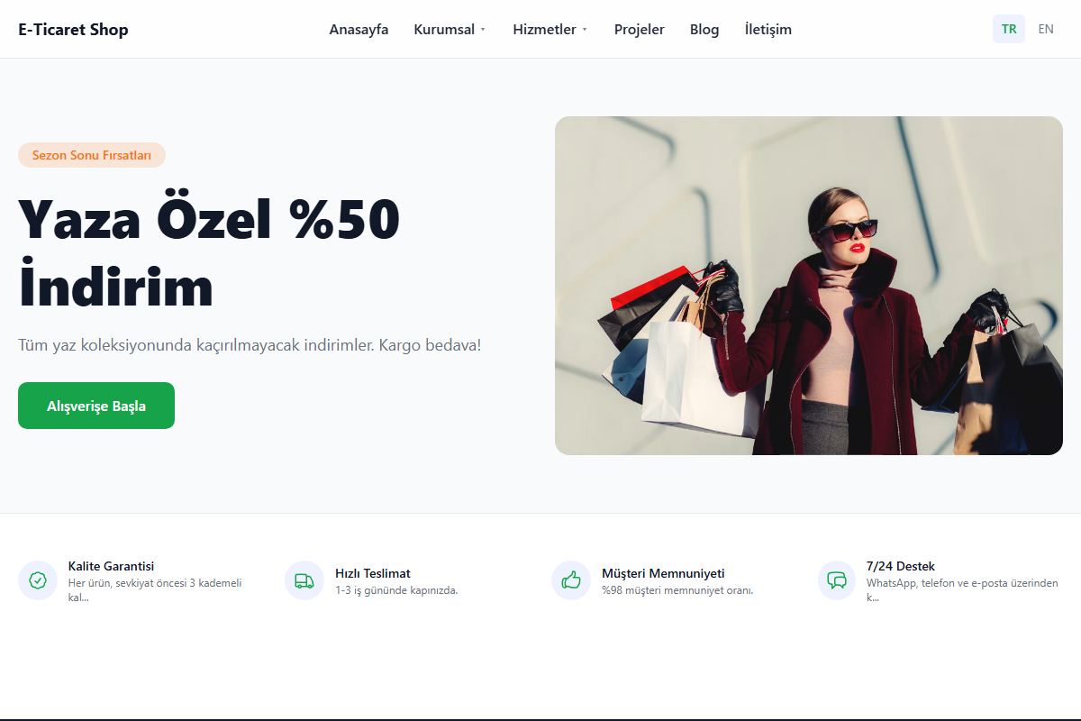 E-Ticaret Shop teması