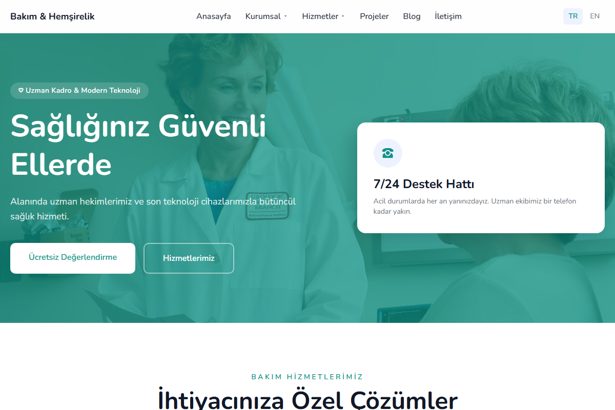Bakım & Hemşirelik teması
